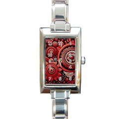 Bohemian Vibes In Vibrant Red Rectangle Italian Charm Watch by HWDesign