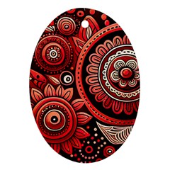 Bohemian Vibes In Vibrant Red Ornament (oval)