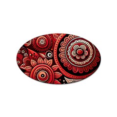 Bohemian Vibes In Vibrant Red Sticker (oval) by HWDesign