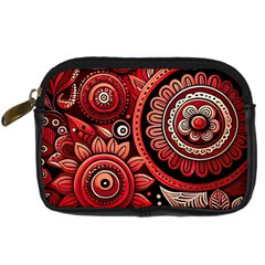 Bohemian Vibes In Vibrant Red Digital Camera Leather Case by HWDesign