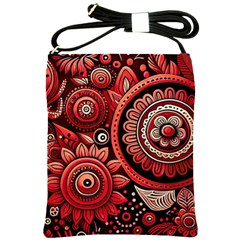 Bohemian Vibes In Vibrant Red Shoulder Sling Bag by HWDesign