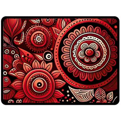 Bohemian Vibes In Vibrant Red One Side Fleece Blanket (large) by HWDesign