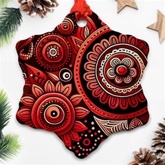 Bohemian Vibes In Vibrant Red Ornament (snowflake) by HWDesign