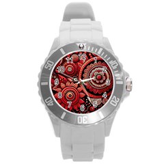 Bohemian Vibes In Vibrant Red Round Plastic Sport Watch (l) by HWDesign