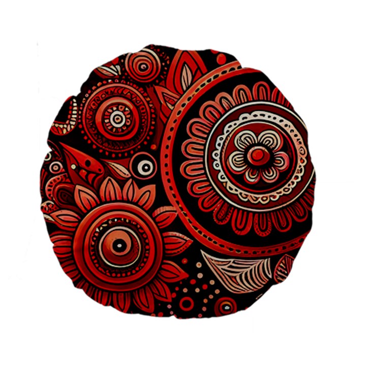 Bohemian Vibes In Vibrant Red Standard 15  Premium Round Cushions