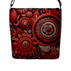 Bohemian Vibes In Vibrant Red Flap Closure Messenger Bag (l) by HWDesign