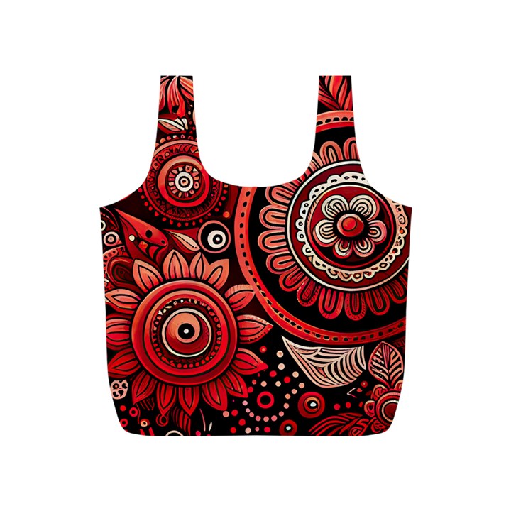 Bohemian Vibes In Vibrant Red Full Print Recycle Bag (S)