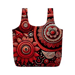 Bohemian Vibes In Vibrant Red Full Print Recycle Bag (m) by HWDesign