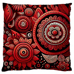 Bohemian Vibes In Vibrant Red Standard Premium Plush Fleece Cushion Case (one Side) by HWDesign