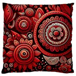 Bohemian Vibes In Vibrant Red Large Premium Plush Fleece Cushion Case (One Side) Front