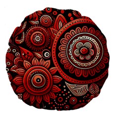 Bohemian Vibes In Vibrant Red Large 18  Premium Flano Round Cushions by HWDesign