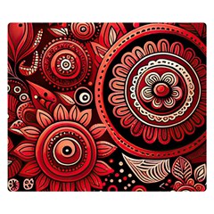 Bohemian Vibes In Vibrant Red Premium Plush Fleece Blanket (small) by HWDesign