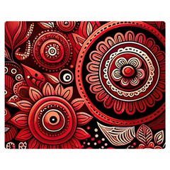 Bohemian Vibes In Vibrant Red Premium Plush Fleece Blanket (medium) by HWDesign