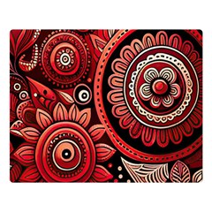 Bohemian Vibes In Vibrant Red Premium Plush Fleece Blanket (large) by HWDesign