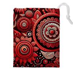 Bohemian Vibes In Vibrant Red Drawstring Pouch (4xl) by HWDesign