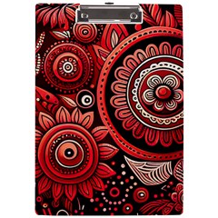 Bohemian Vibes In Vibrant Red A4 Acrylic Clipboard by HWDesign