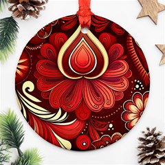 Bohemian Flower Drop Ornament (round) by HWDesign