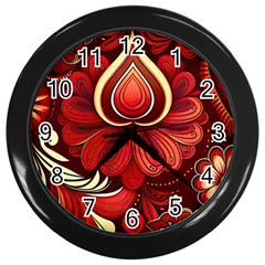 Bohemian Flower Drop Wall Clock (black) by HWDesign