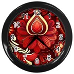 Bohemian Flower Drop Wall Clock (Black) Front