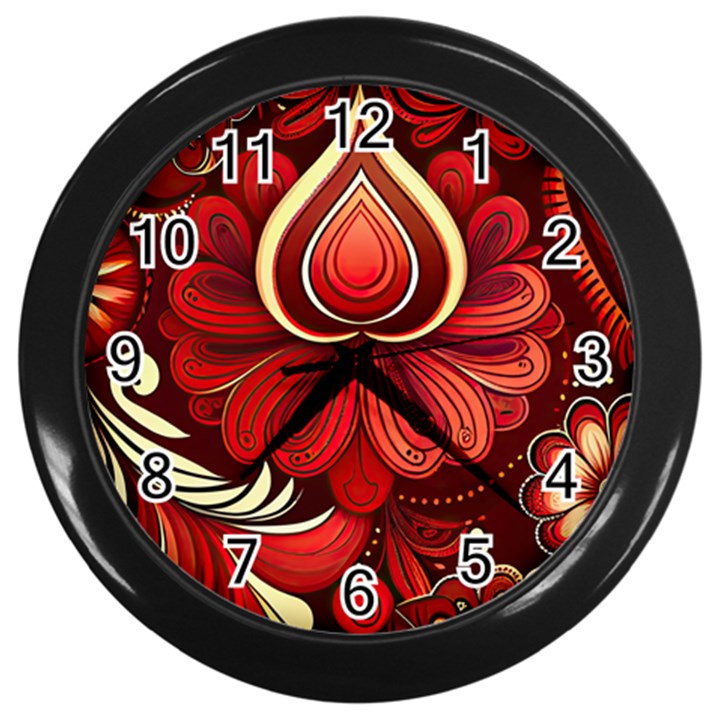 Bohemian Flower Drop Wall Clock (Black)