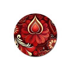 Bohemian Flower Drop Magnet 3  (round) by HWDesign