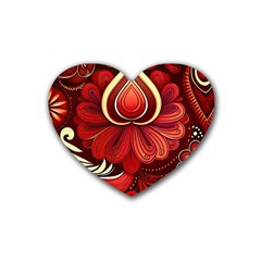 Bohemian Flower Drop Rubber Coaster (heart) by HWDesign