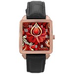 Bohemian Flower Drop Rose Gold Leather Watch  Front