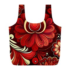 Bohemian Flower Drop Full Print Recycle Bag (l) by HWDesign