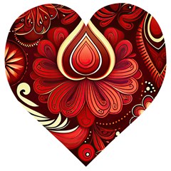 Bohemian Flower Drop Wooden Puzzle Heart by HWDesign