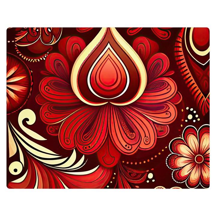 Bohemian Flower Drop One Side Premium Plush Fleece Blanket (Medium)