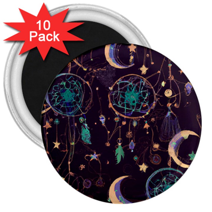 Bohemian  stars, moons, and dreamcatchers 3  Magnets (10 pack) 