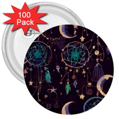 Bohemian  Stars, Moons, And Dreamcatchers 3  Buttons (100 Pack)  by HWDesign