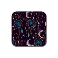 Bohemian  Stars, Moons, And Dreamcatchers Rubber Coaster (square) by HWDesign