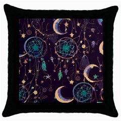 Bohemian  Stars, Moons, And Dreamcatchers Throw Pillow Case (black) by HWDesign