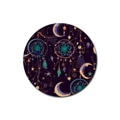 Bohemian  Stars, Moons, And Dreamcatchers Rubber Coaster (round)