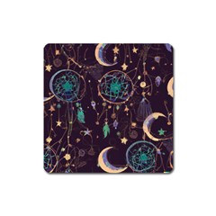 Bohemian  Stars, Moons, And Dreamcatchers Square Magnet by HWDesign