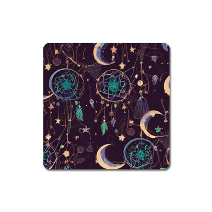 Bohemian  stars, moons, and dreamcatchers Square Magnet