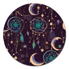 Bohemian  Stars, Moons, And Dreamcatchers Magnet 5  (round)