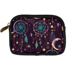 Bohemian  Stars, Moons, And Dreamcatchers Digital Camera Leather Case by HWDesign