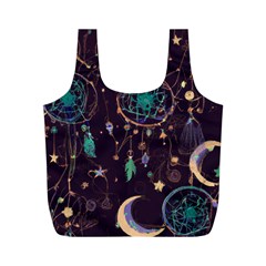 Bohemian  Stars, Moons, And Dreamcatchers Full Print Recycle Bag (m) by HWDesign