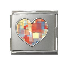 Art Abstract Rectangle Square Mega Link Heart Italian Charm (18mm) by Ravend