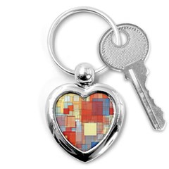 Art Abstract Rectangle Square Key Chain (heart) by Ravend