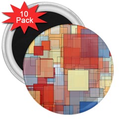 Art Abstract Rectangle Square 3  Magnets (10 Pack)  by Ravend