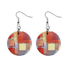 Art Abstract Rectangle Square Mini Button Earrings by Ravend