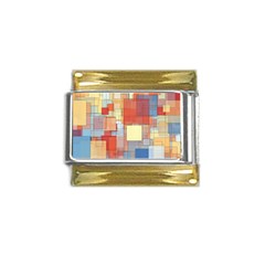 Art Abstract Rectangle Square Gold Trim Italian Charm (9mm) by Ravend