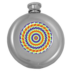 Mandala Kaleidoscope Background Round Hip Flask (5 Oz) by Ravend