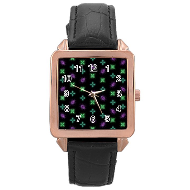 Pattern Background Bright Pattern Rose Gold Leather Watch 