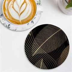 Leaves Nature Art Design Pattern Uv Print Round Tile Coaster by Ravend