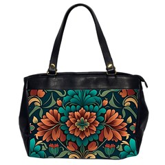 Flower Pattern Modern Floral Oversize Office Handbag (2 Sides) by Ravend