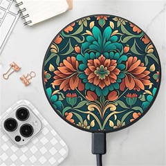 Flower Pattern Modern Floral Wireless Fast Charger(black) by Ravend